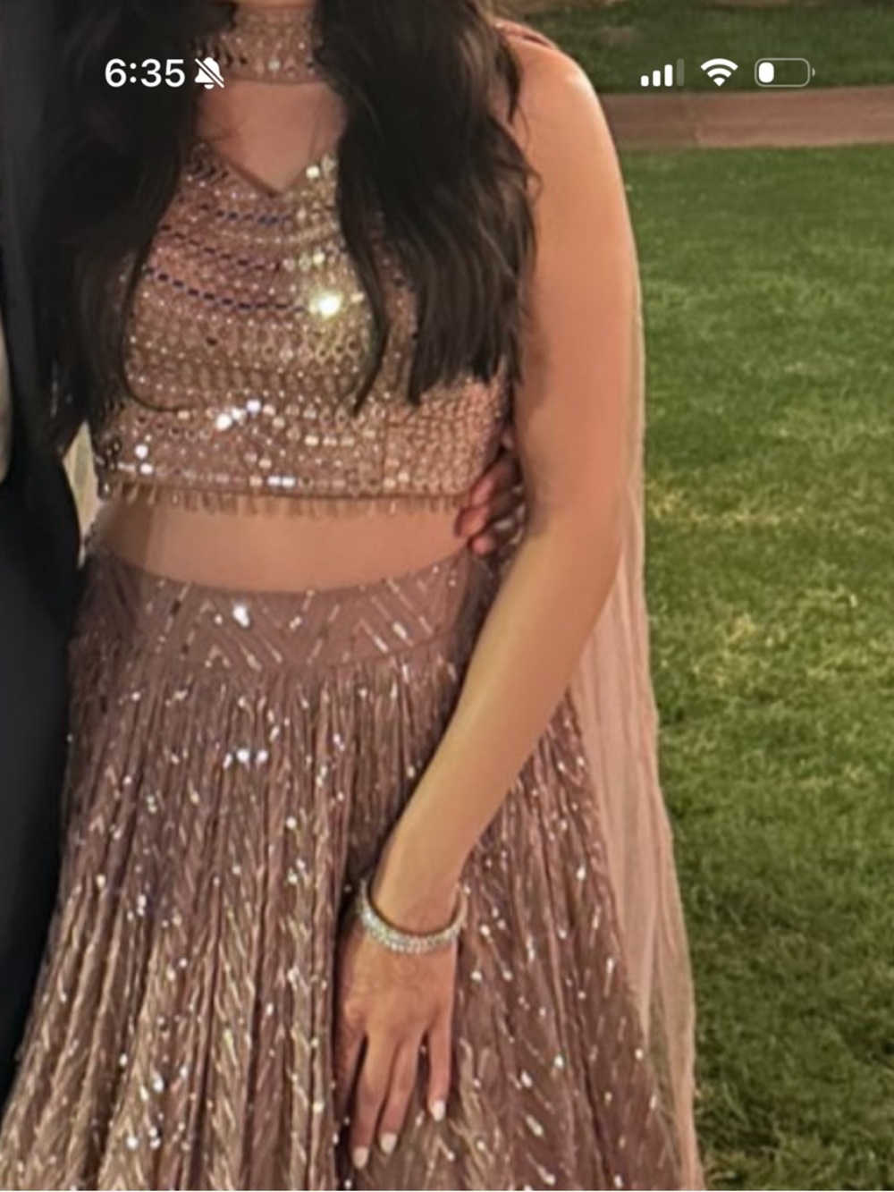 Mauve Sequin Evening lengha